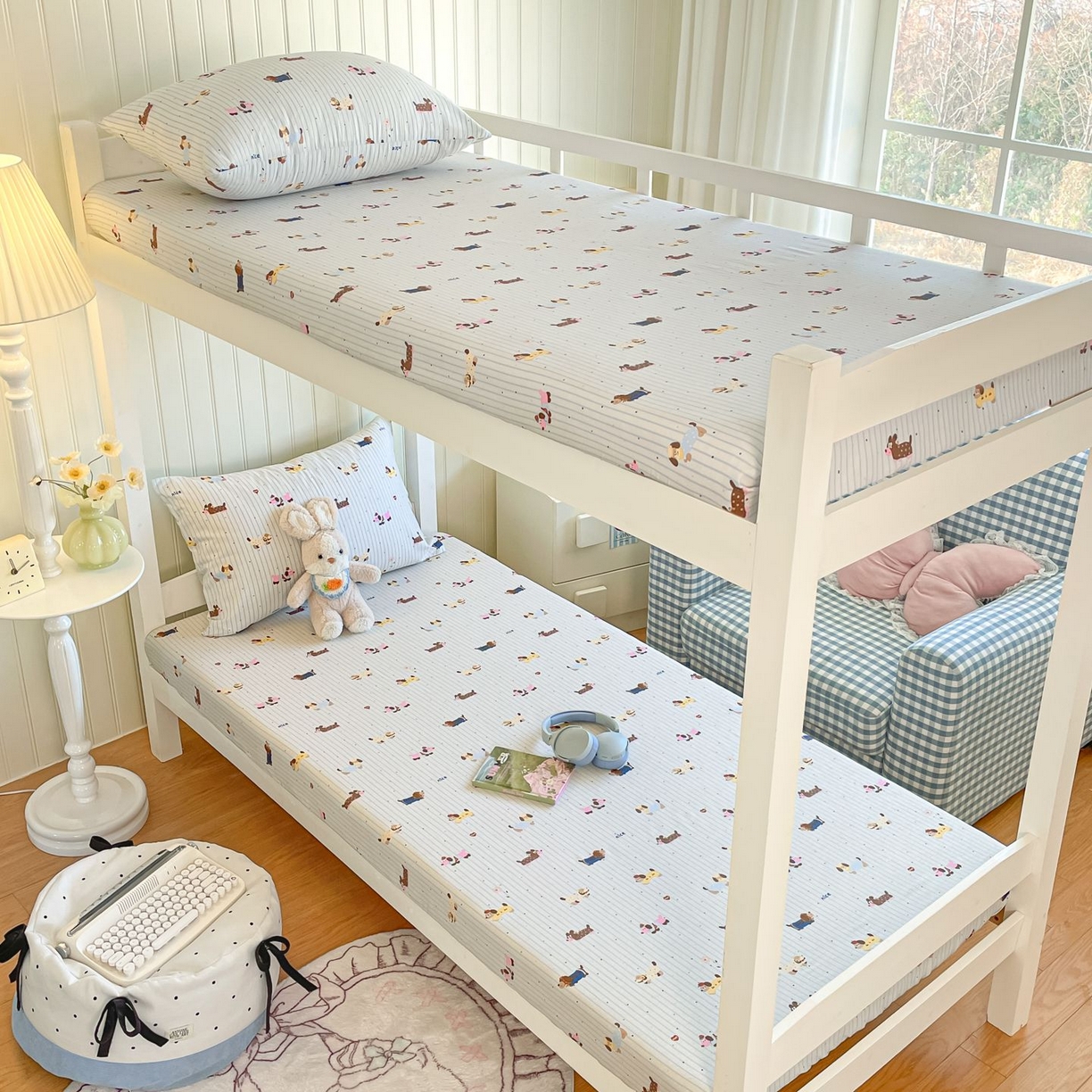 91家纺网 家纺一手货源 找家纺 寻米 2026新款春夏13070印花三件套单品系列-单被套 小狗没烦恼-蓝