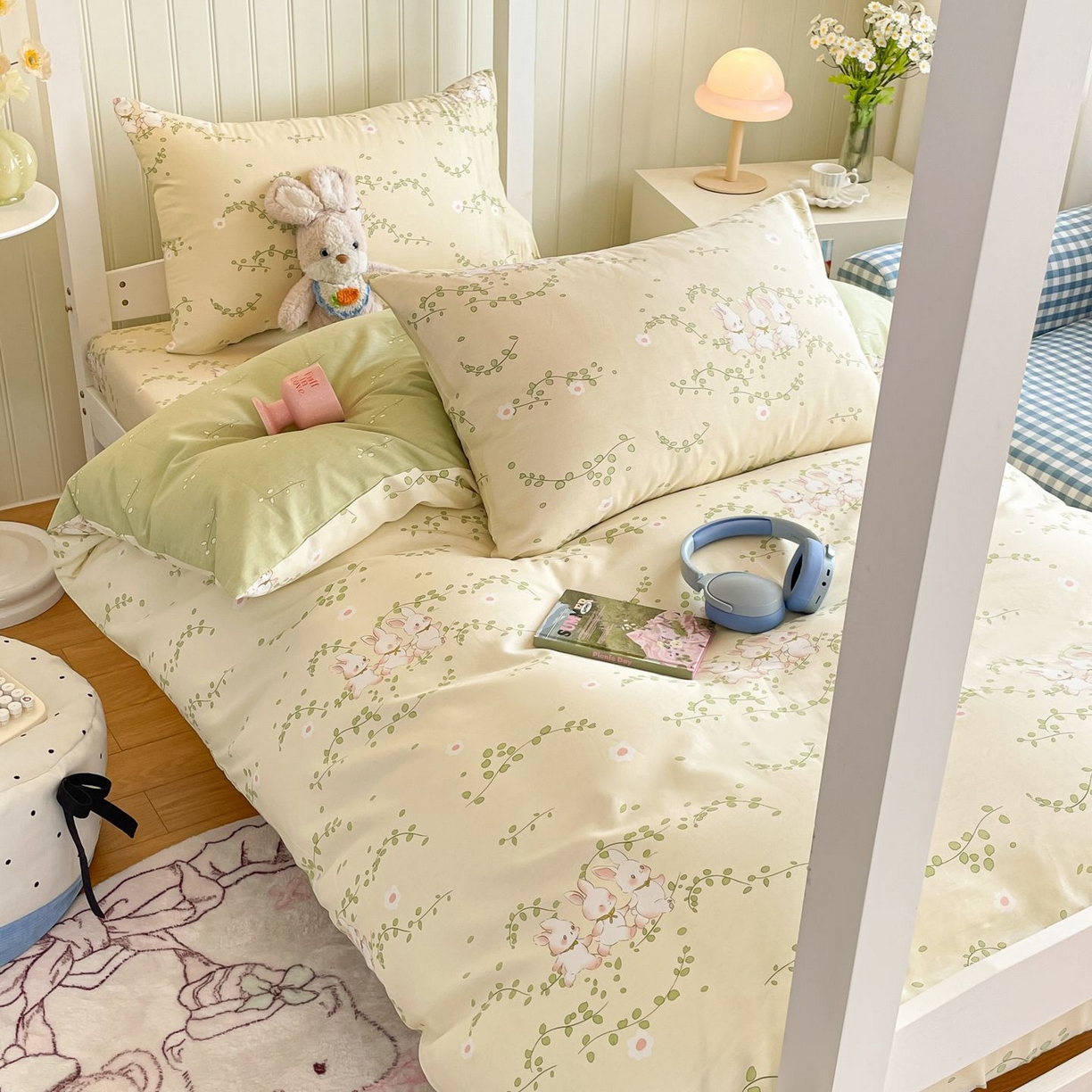 91家纺网 家纺一手货源 找家纺 寻米 2026新款春夏13070印花三件套单品系列-三件套 花园小兔