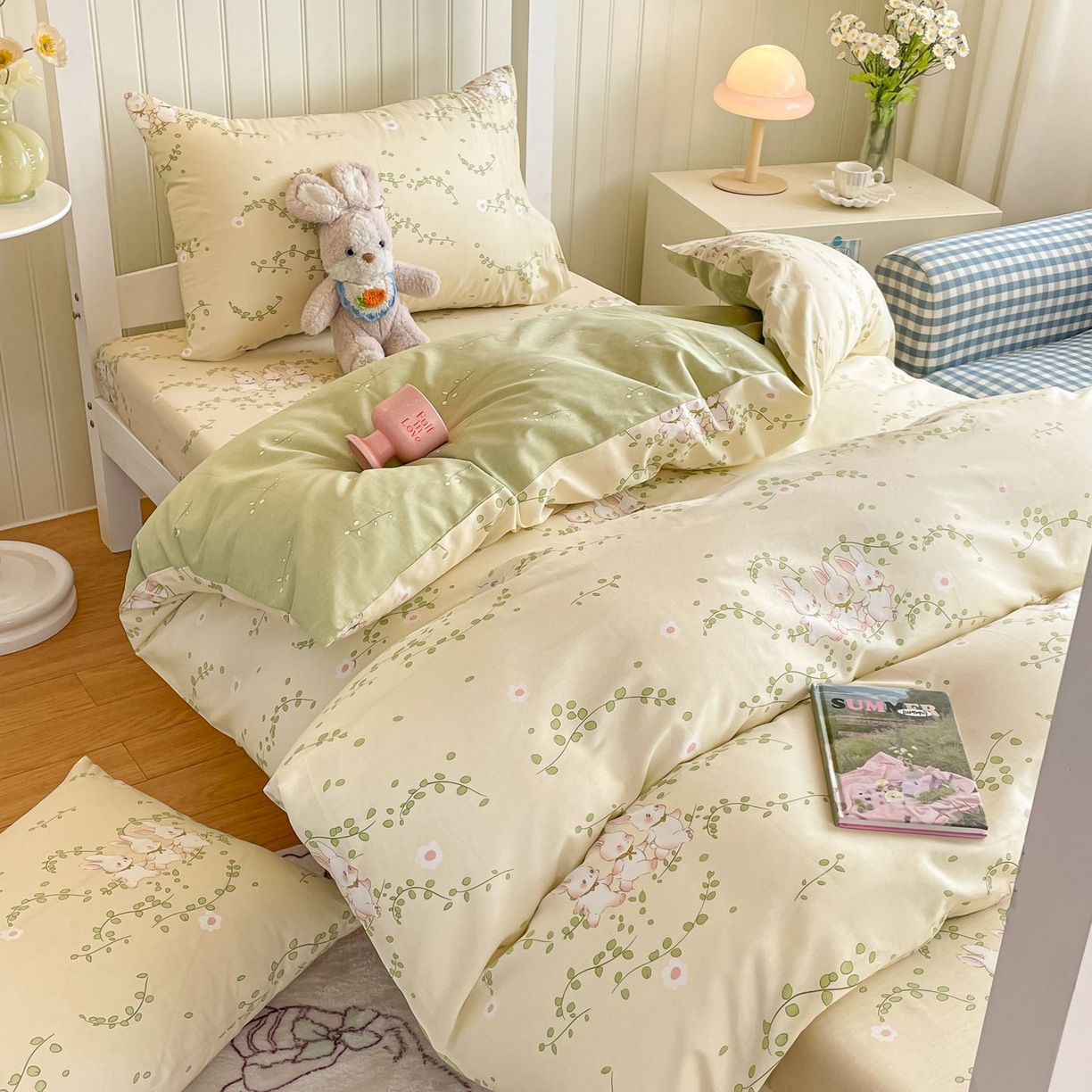 91家纺网 家纺一手货源 找家纺 寻米 2026新款春夏13070印花三件套单品系列-三件套 花园小兔