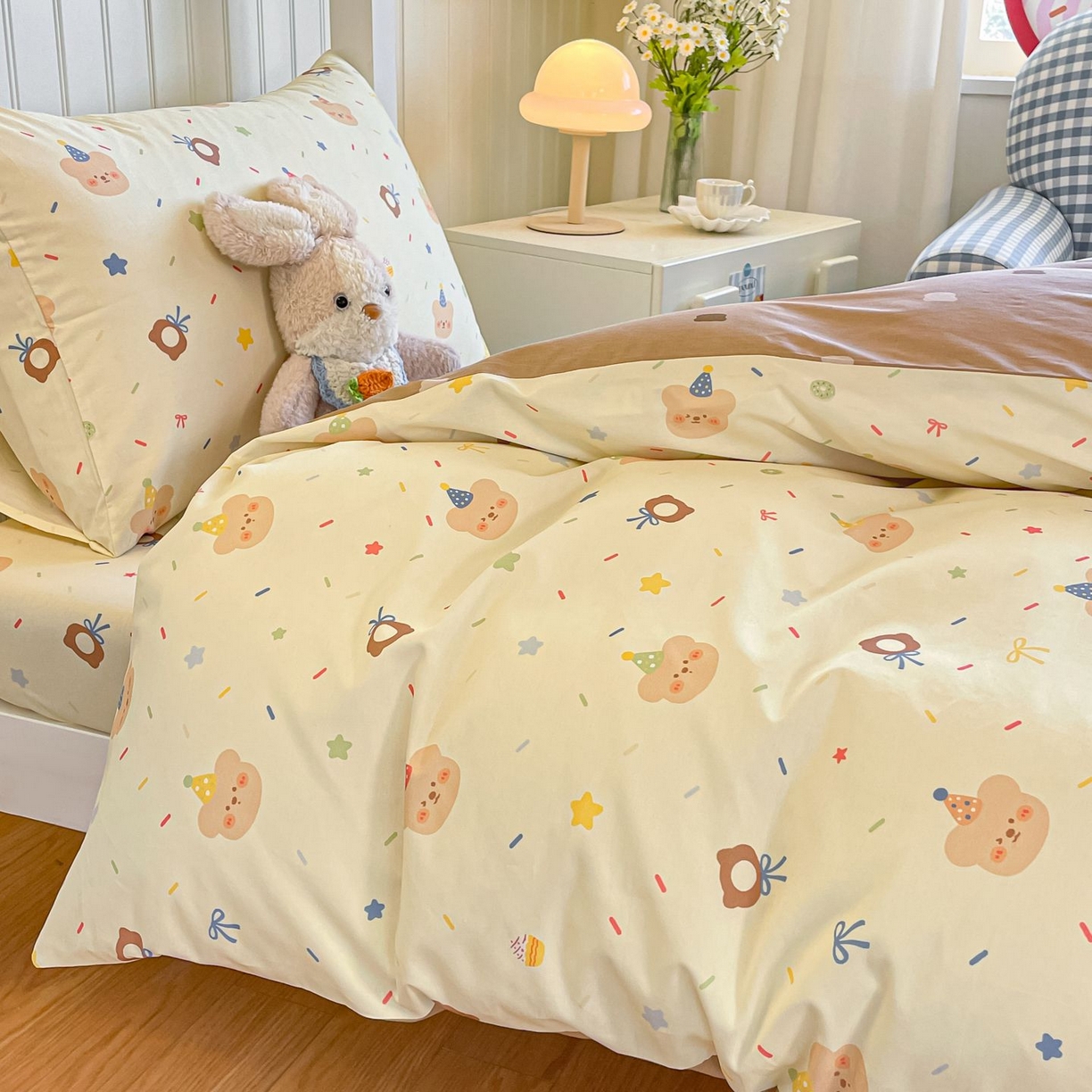 91家纺网 家纺一手货源 找家纺 寻米 2026新款春夏13070印花三件套单品系列-三件套 黄油小熊