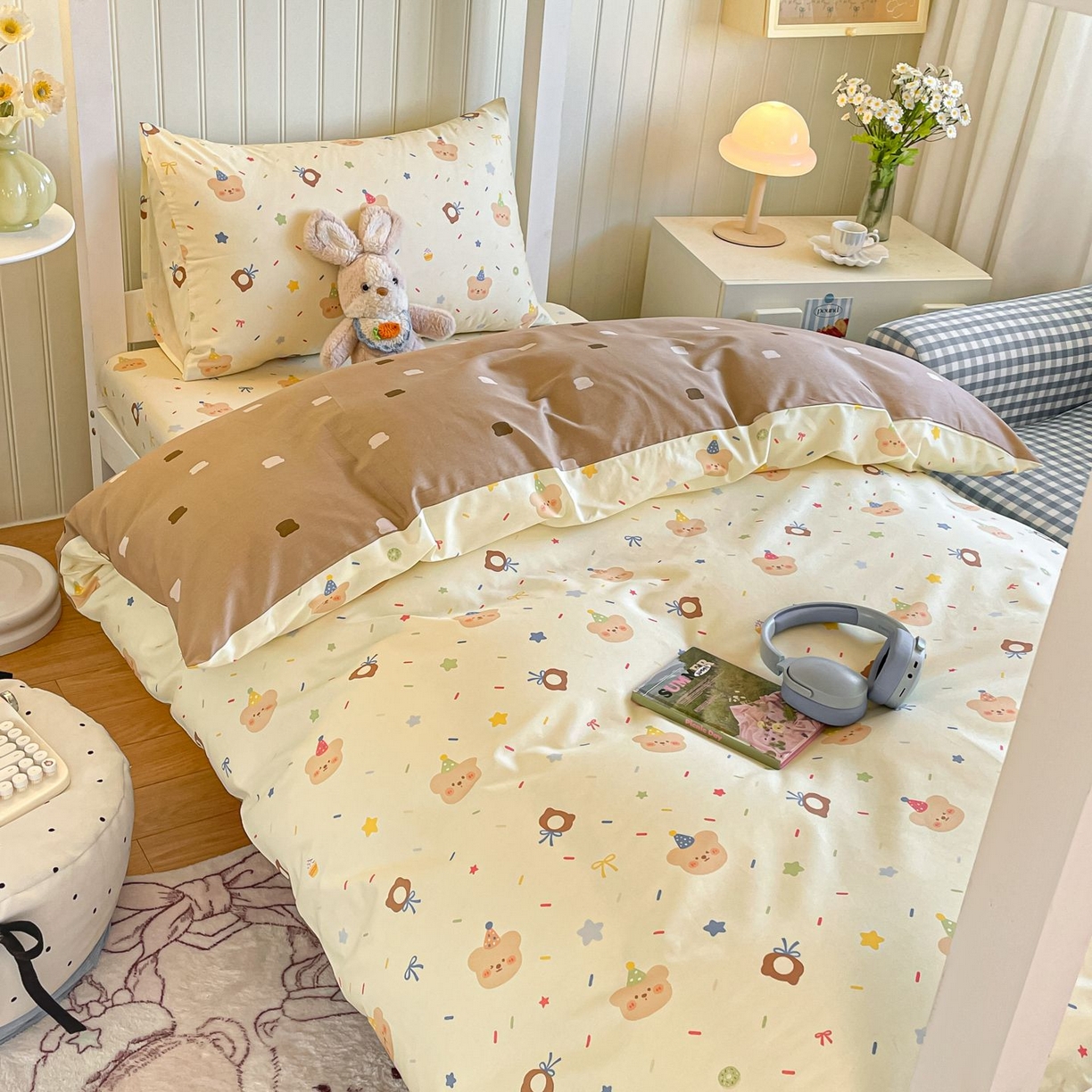 91家纺网 家纺一手货源 找家纺 寻米 2026新款春夏13070印花三件套单品系列-三件套 黄油小熊