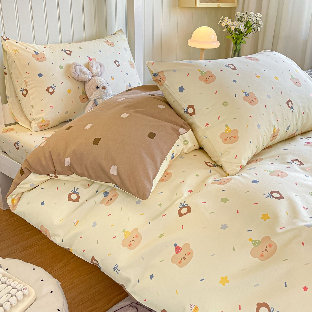 91家纺网 家纺一手货源 找家纺 寻米 2026新款春夏13070印花三件套单品系列-三件套 黄油小熊