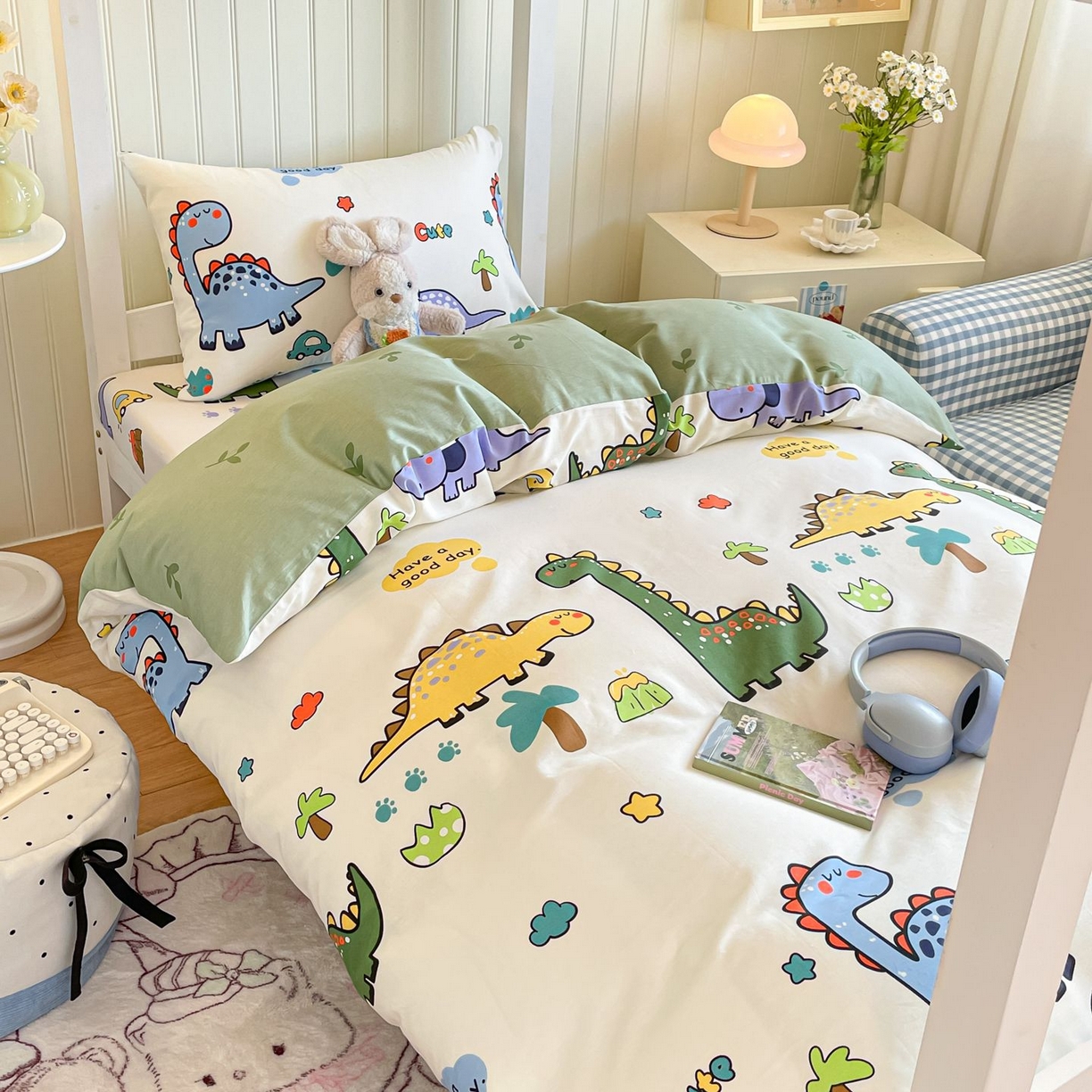 91家纺网 家纺一手货源 找家纺 寻米 2026新款春夏13070印花三件套单品系列-三件套 恐龙乐园