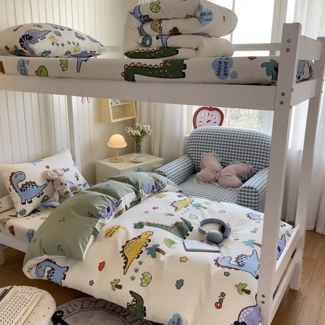 91家纺网 家纺一手货源 找家纺 寻米 2026新款春夏13070印花三件套单品系列-三件套 恐龙乐园