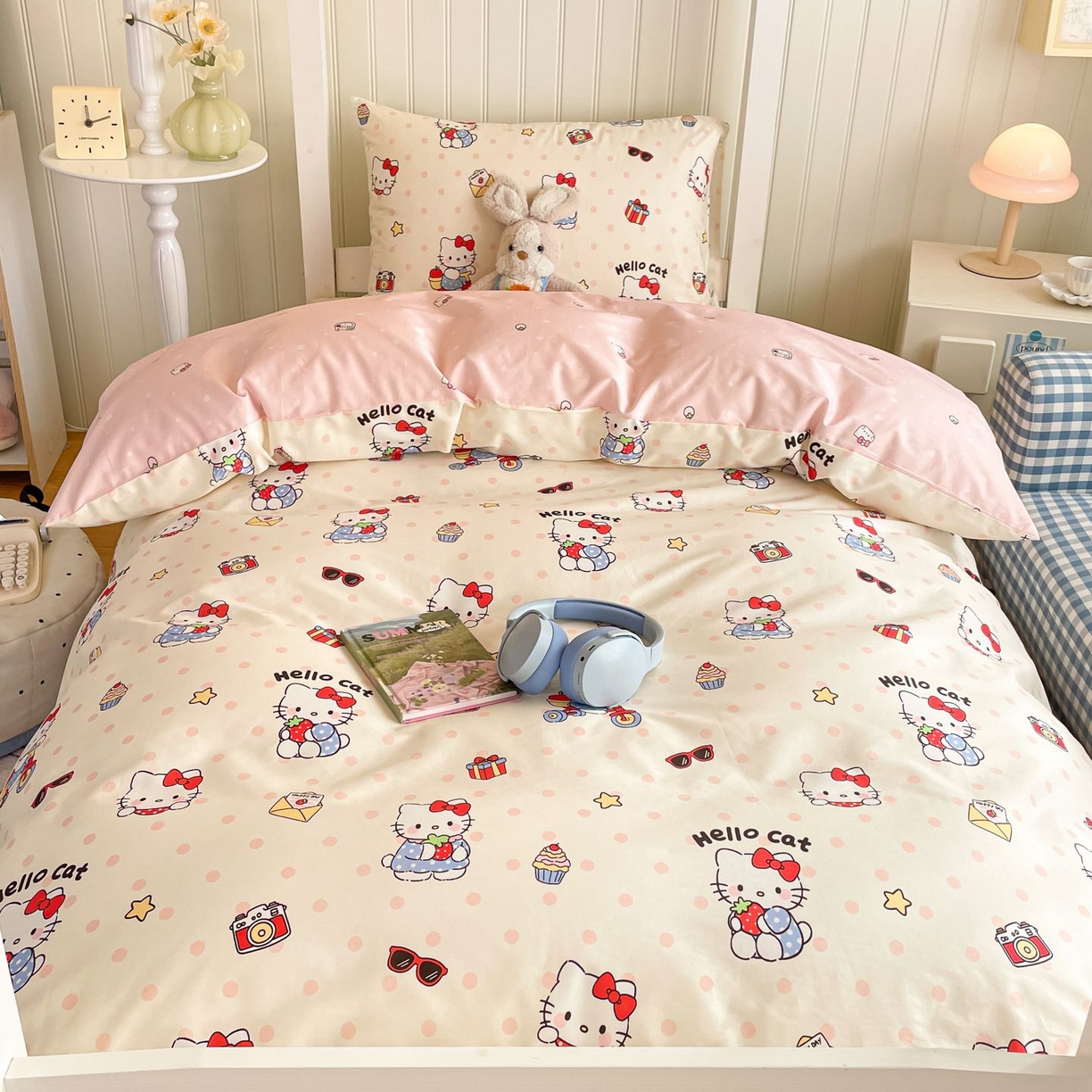 91家纺网 家纺一手货源 找家纺 寻米 2026新款春夏13070印花三件套单品系列-三件套 快乐小喵