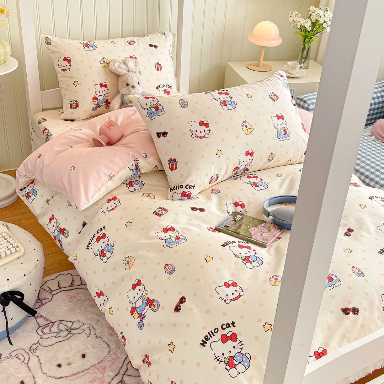 91家纺网 家纺一手货源 找家纺 寻米 2026新款春夏13070印花三件套单品系列-三件套 快乐小喵