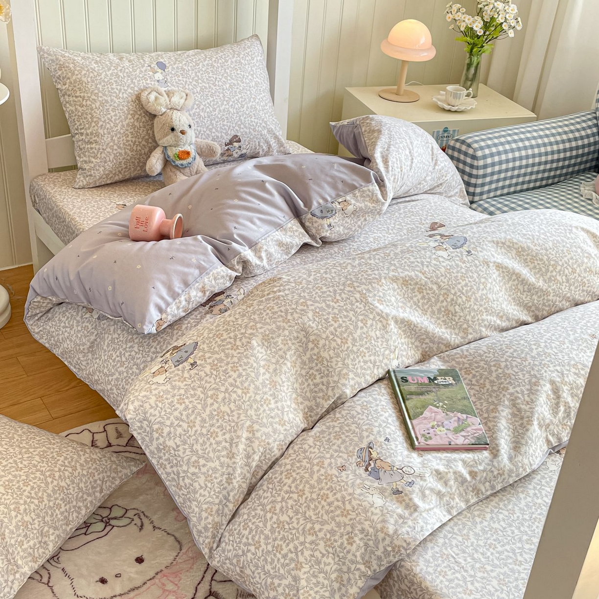 91家纺网 家纺一手货源 找家纺 寻米 2026新款春夏13070印花三件套单品系列-三件套 萌兔花园