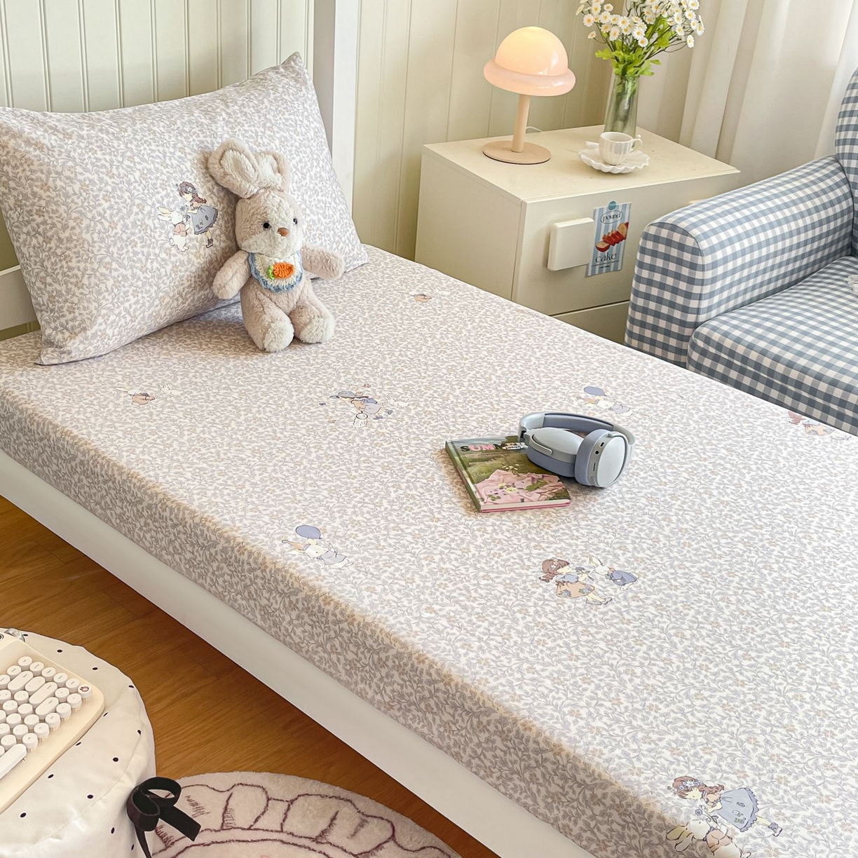 91家纺网 家纺一手货源 找家纺 寻米 2026新款春夏13070印花三件套单品系列-三件套 萌兔花园