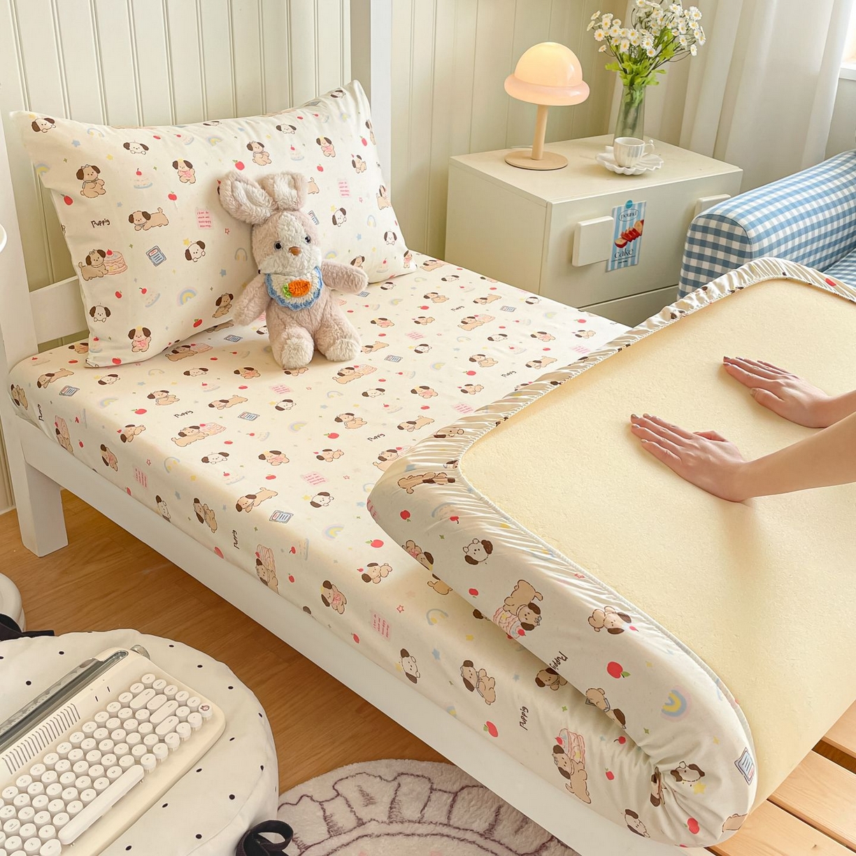 91家纺网 家纺一手货源 找家纺 寻米 2026新款春夏13070印花三件套单品系列-三件套 奶酪小狗