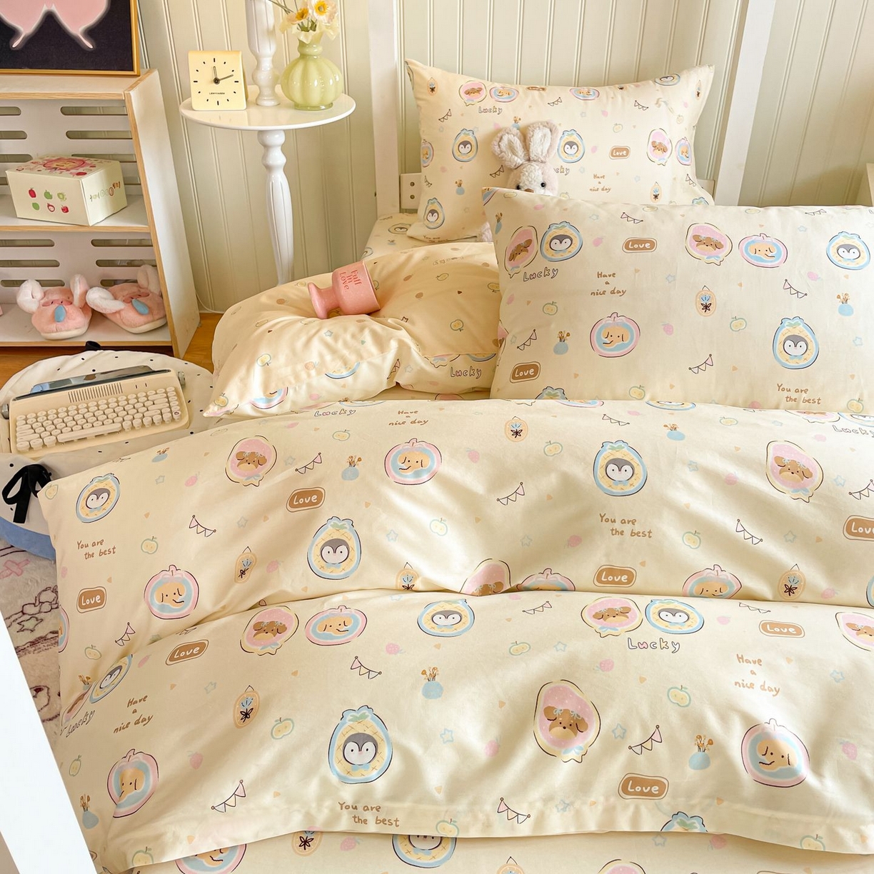 91家纺网 家纺一手货源 找家纺 寻米 2026新款春夏13070印花三件套单品系列-三件套 奇妙动物园