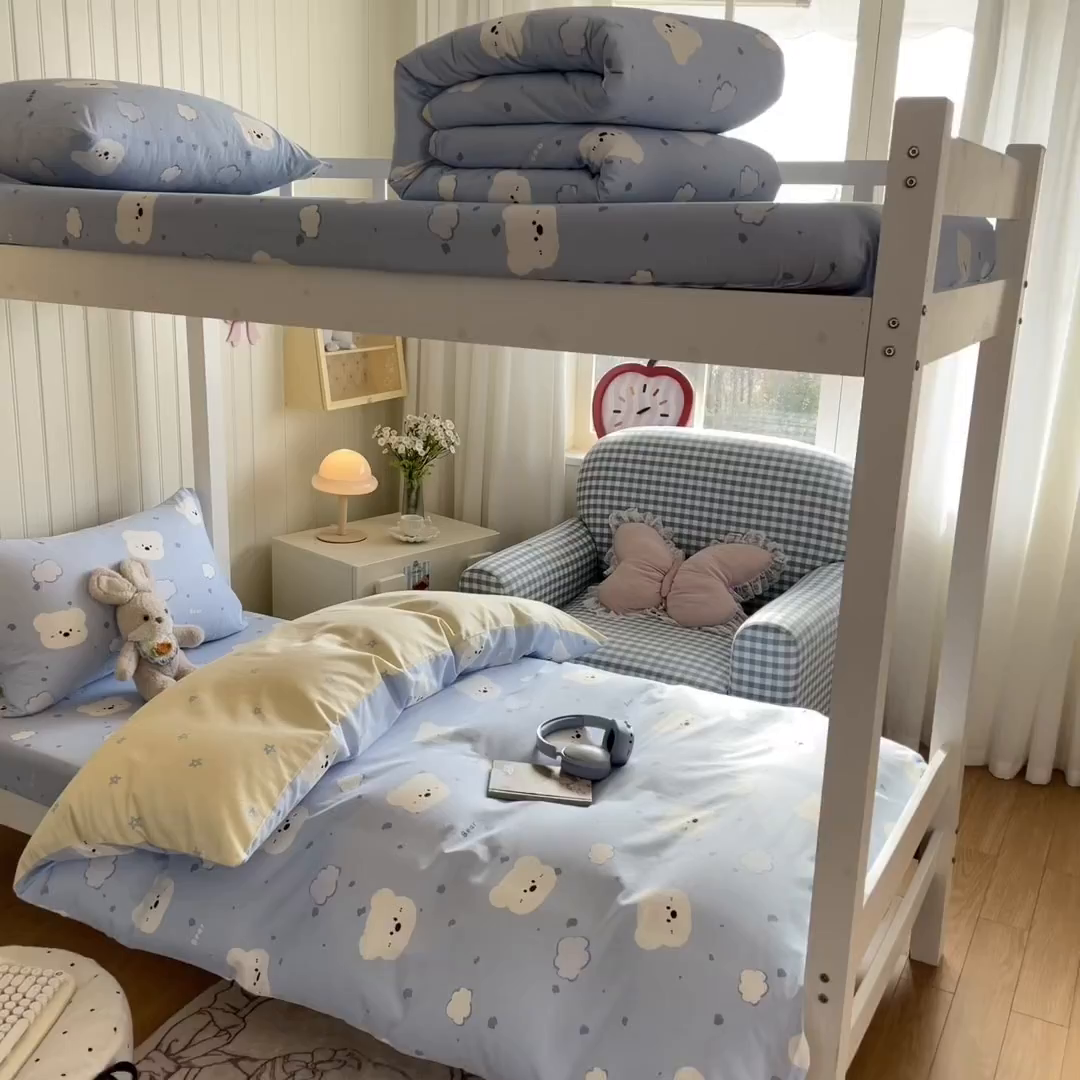 91家纺网 家纺一手货源 找家纺 寻米 2026新款春夏13070印花三件套单品系列-单被套 云朵小熊