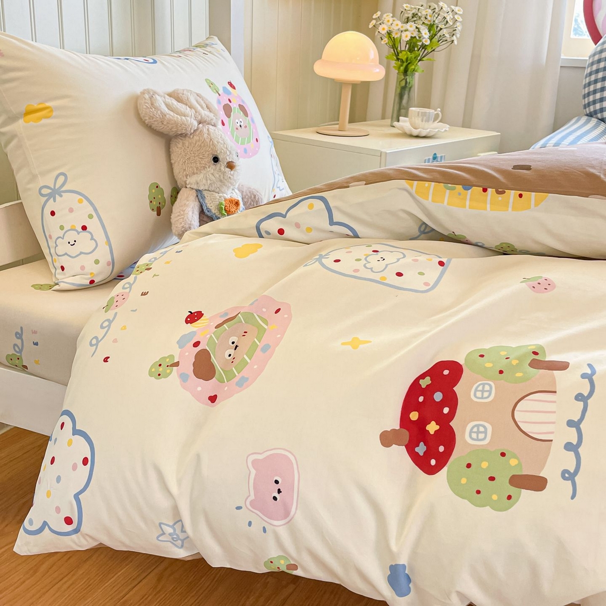 91家纺网 家纺一手货源 找家纺 寻米 2026新款春夏13070印花三件套单品系列-三件套 香草泡芙