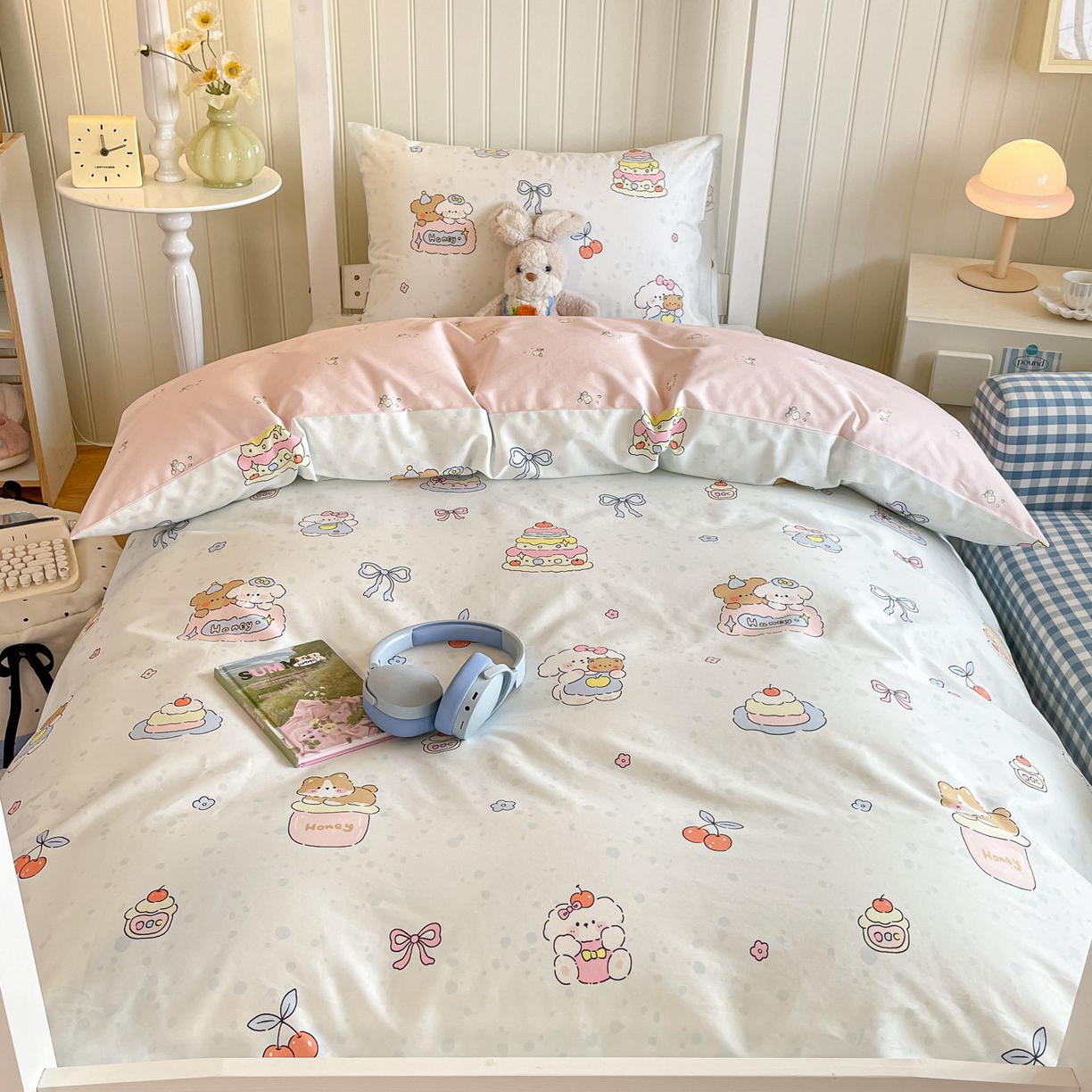 91家纺网 家纺一手货源 找家纺 寻米 2026新款春夏13070印花三件套单品系列-三件套 小熊饼干