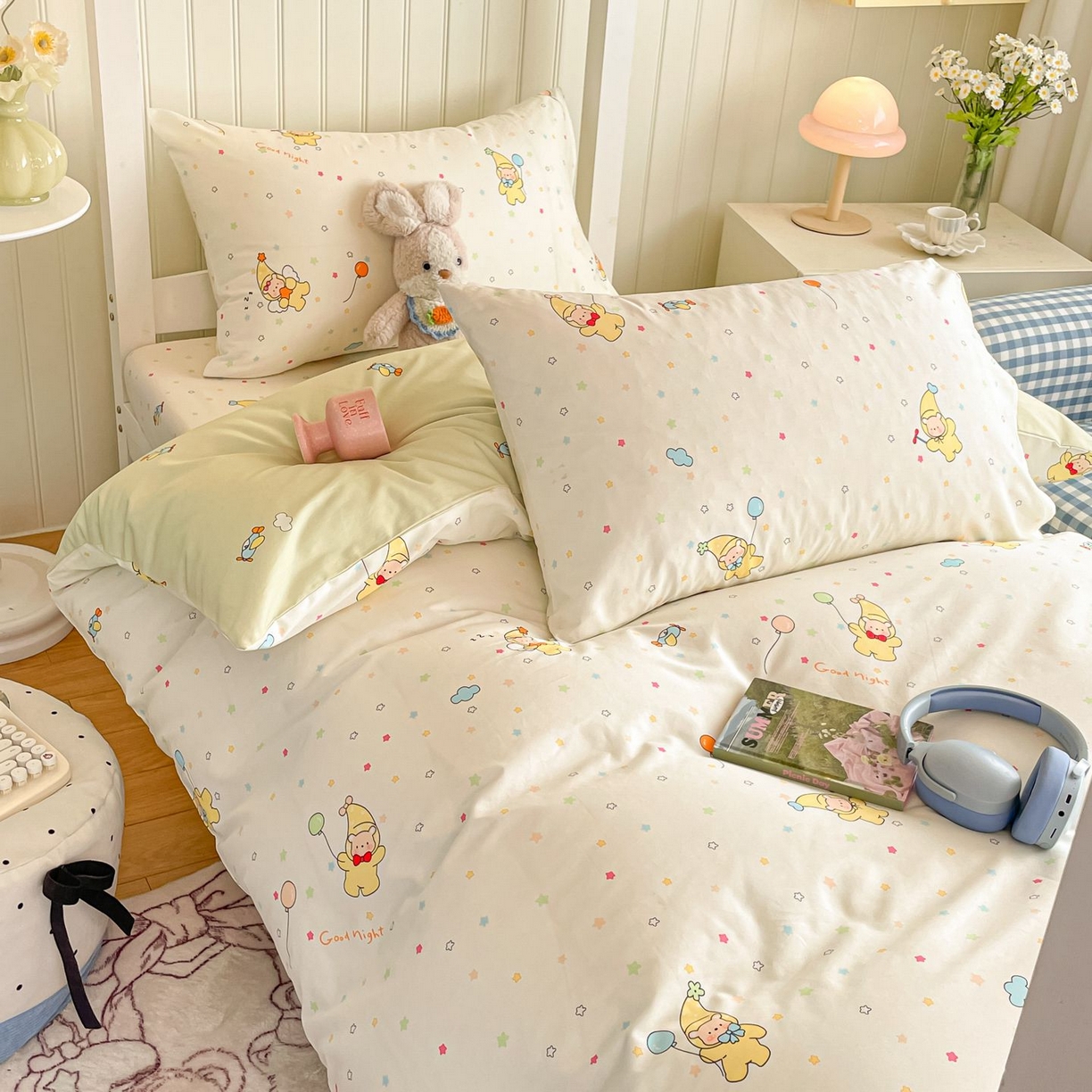 91家纺网 家纺一手货源 找家纺 寻米 2026新款春夏13070印花三件套单品系列-三件套 星星小熊