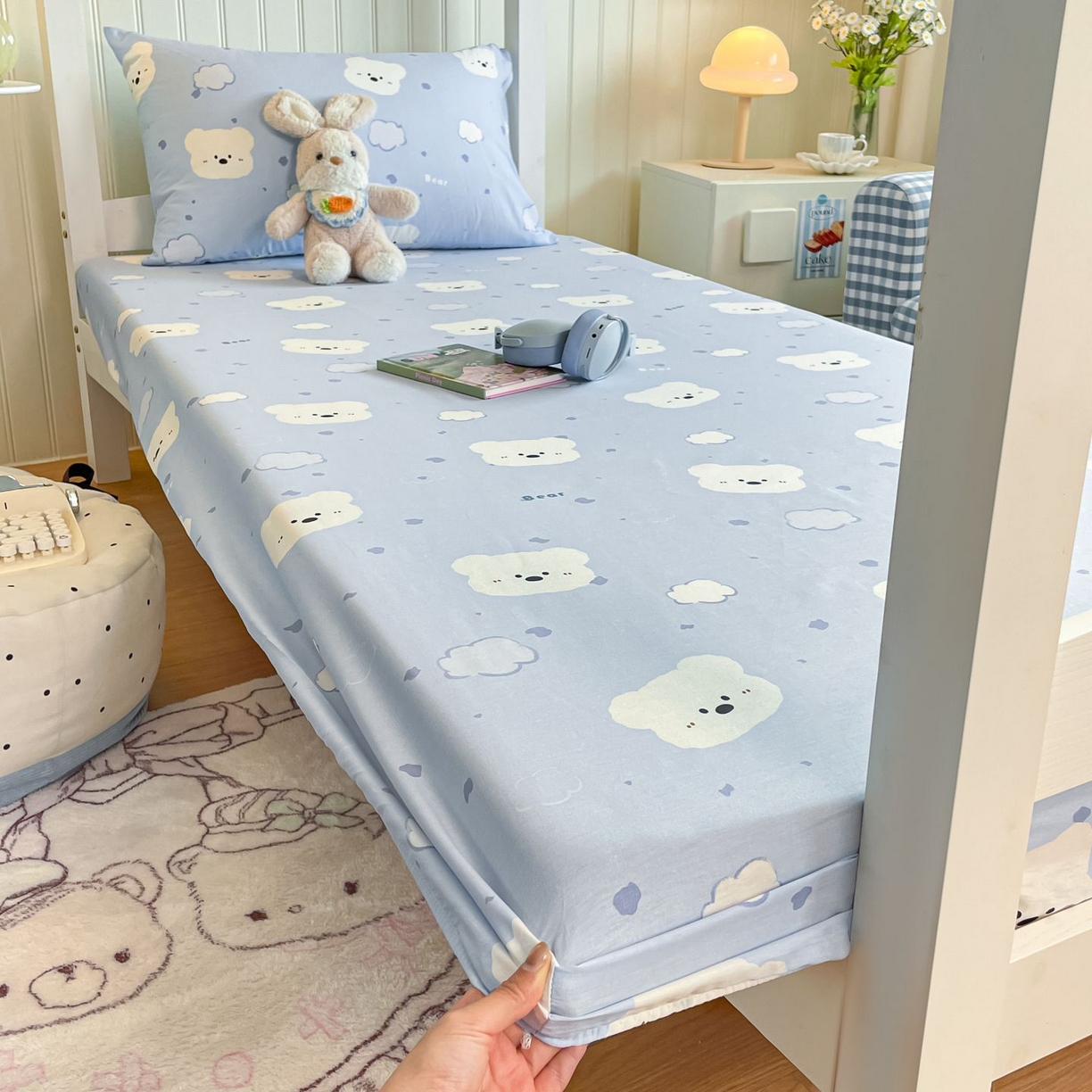 91家纺网 家纺一手货源 找家纺 寻米 2026新款春夏13070印花三件套单品系列-三件套 云朵小熊