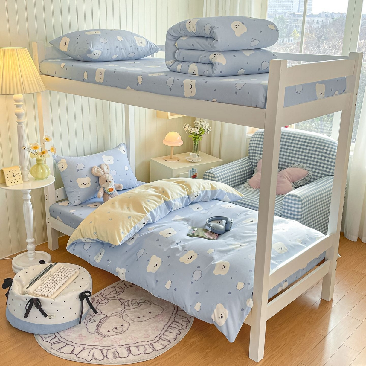 91家纺网 家纺一手货源 找家纺 寻米 2026新款春夏13070印花三件套单品系列-三件套 云朵小熊