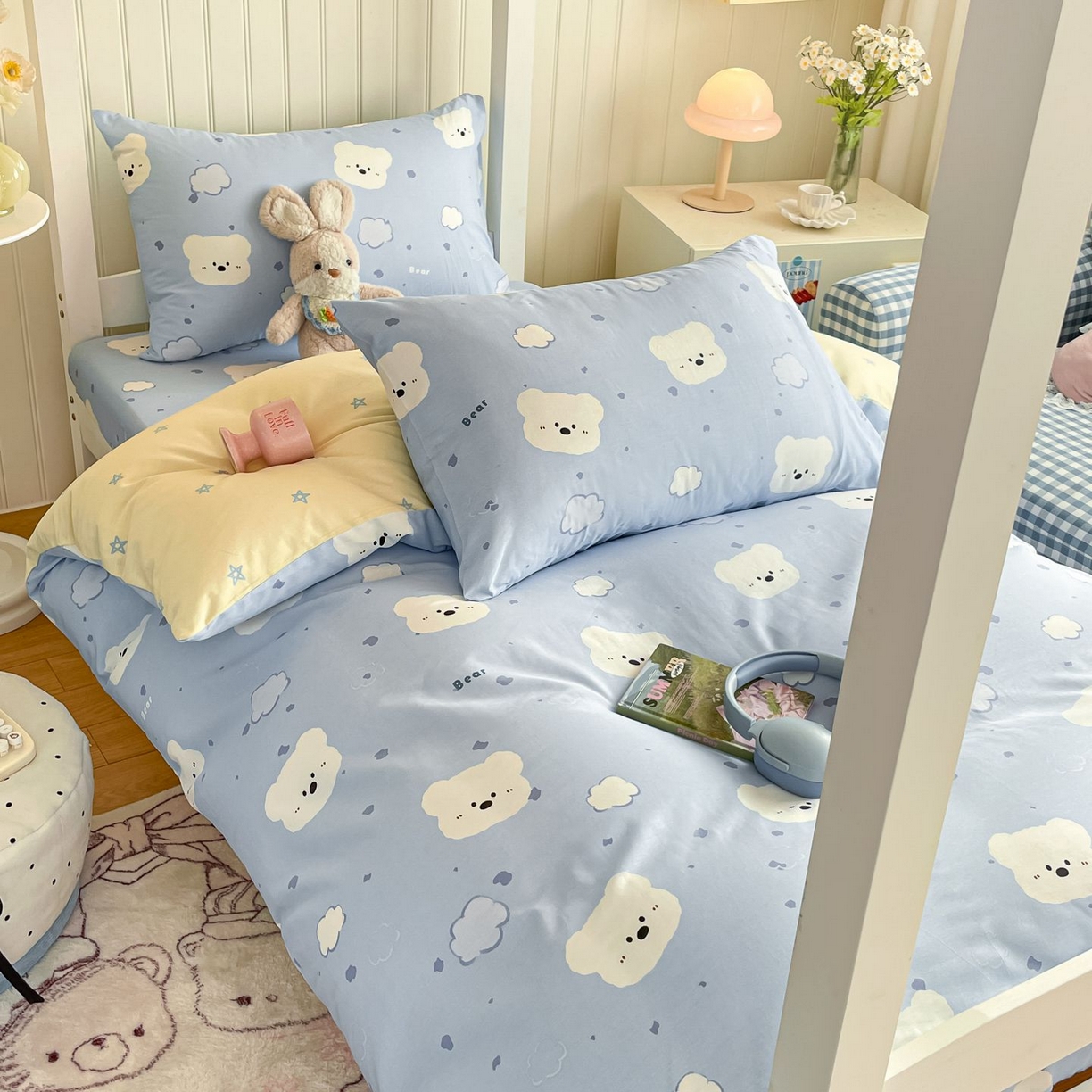 91家纺网 家纺一手货源 找家纺 寻米 2026新款春夏13070印花三件套单品系列-三件套 云朵小熊