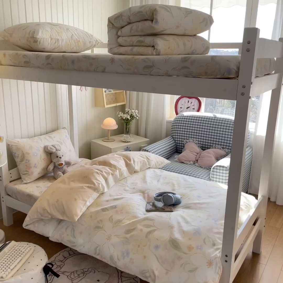 91家纺网 家纺一手货源 找家纺 寻米 2026新款春夏13070印花三件套单品系列-单枕套 春风里-杏色