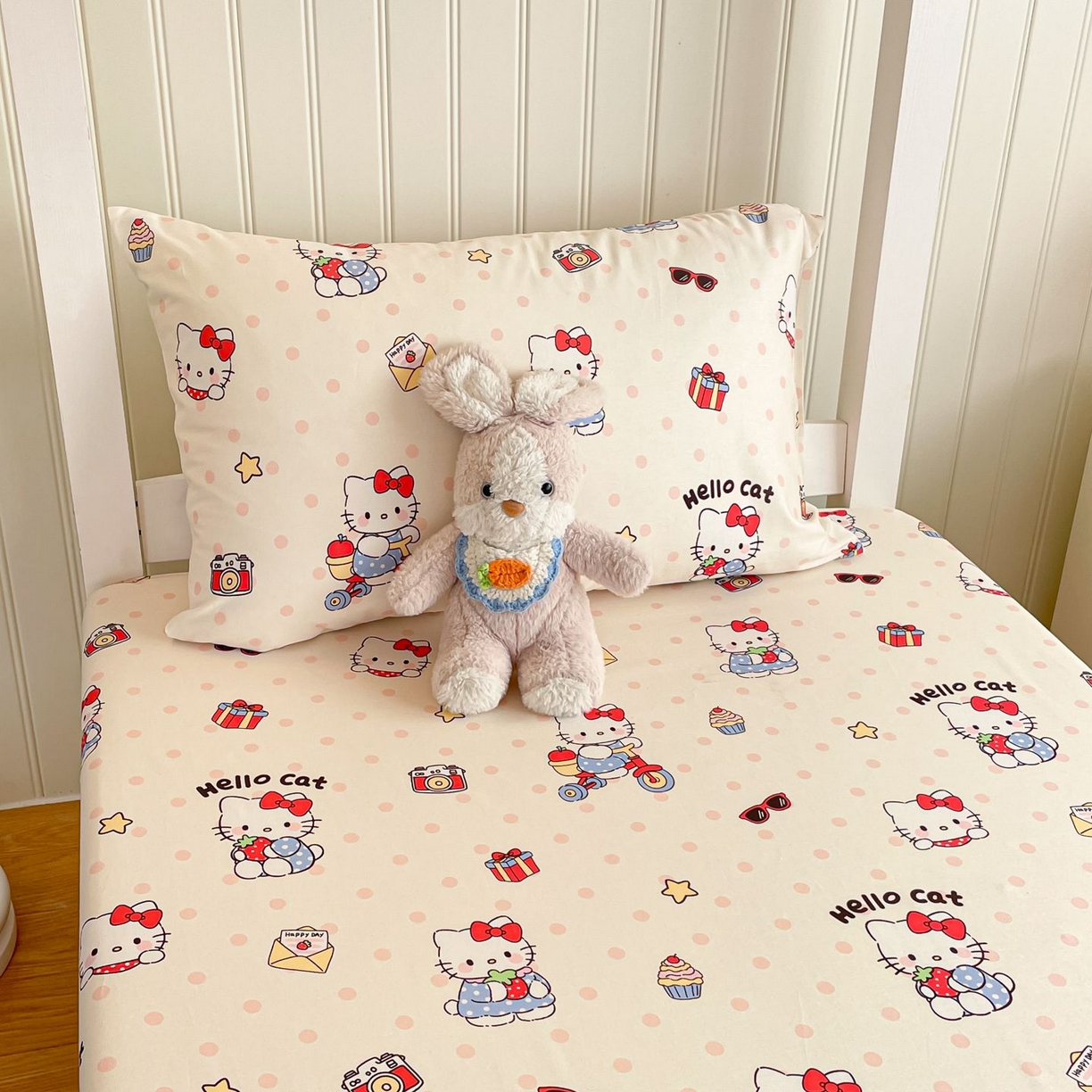 寻米 2026新款春夏13070印花三件套单品系列-单枕套 快乐小喵