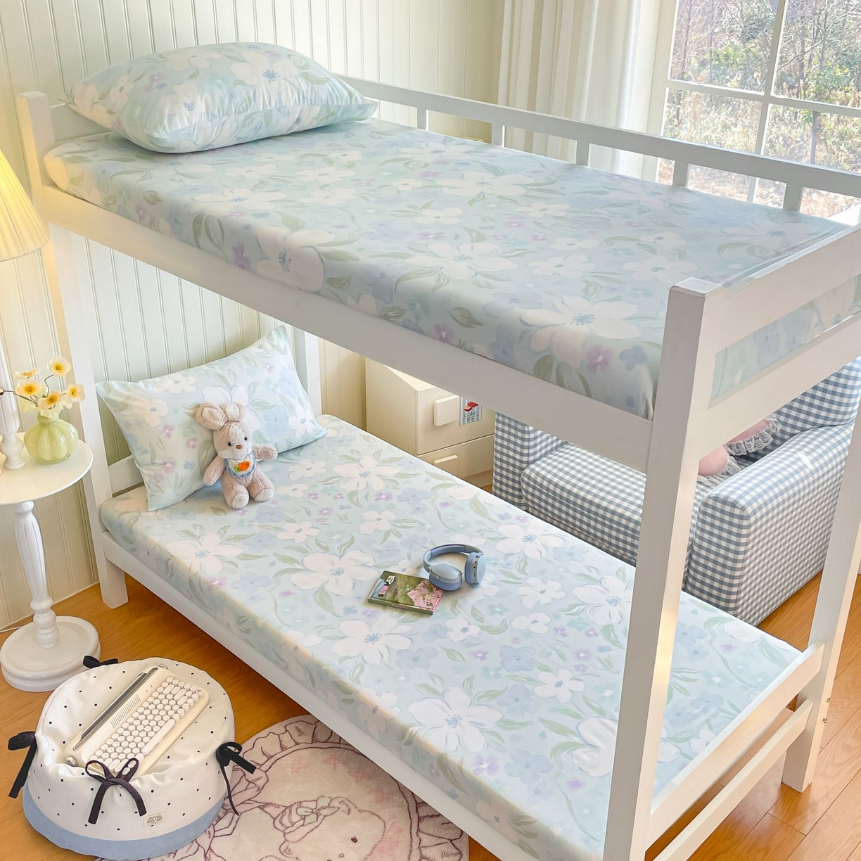 寻米 2026新款春夏13070印花三件套单品系列-单床单 春风里-湖蓝