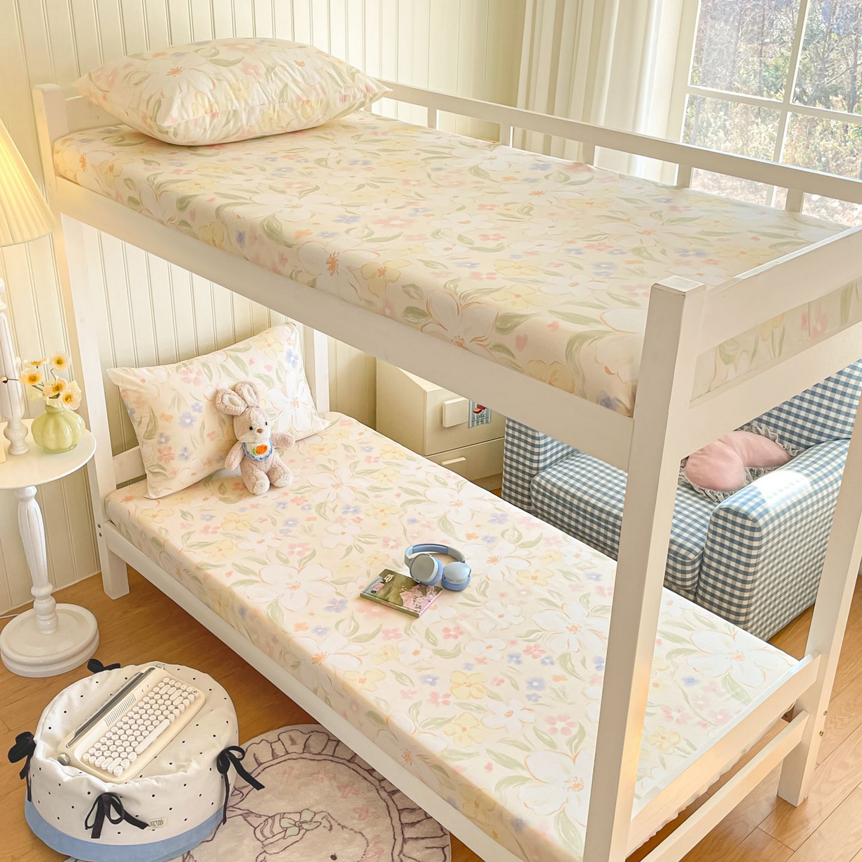 寻米 2026新款春夏13070印花三件套单品系列-单床单 春风里-杏色