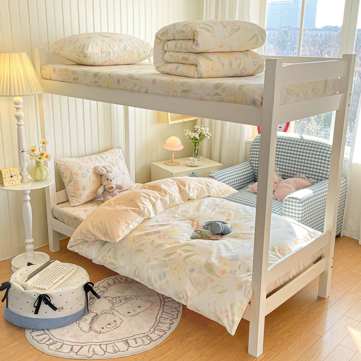 91家纺网 家纺一手货源 找家纺 寻米 2026新款春夏13070印花三件套单品系列-单床单 春风里-杏色