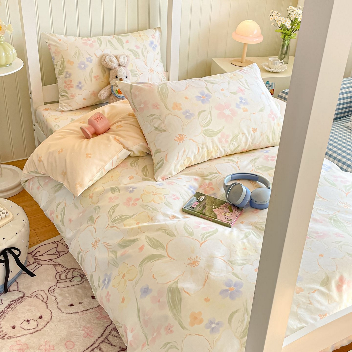 91家纺网 家纺一手货源 找家纺 寻米 2026新款春夏13070印花三件套单品系列-单床单 春风里-杏色