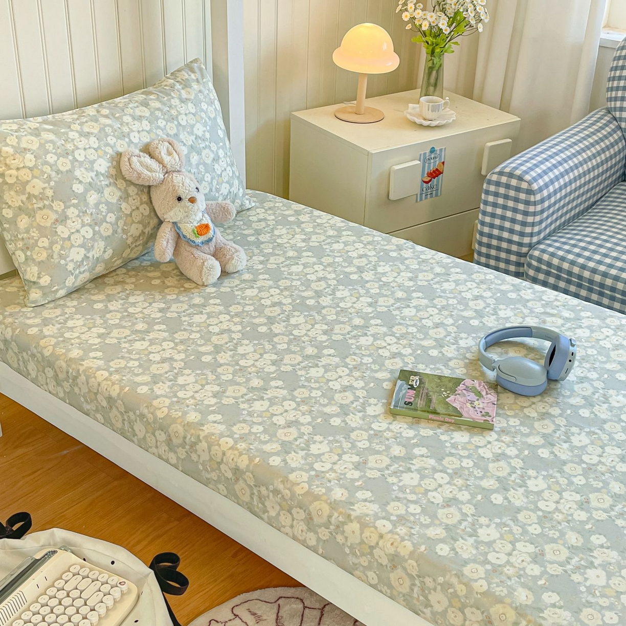 91家纺网 家纺一手货源 找家纺 寻米 2026新款春夏13070印花三件套单品系列-单床单 繁花-绿