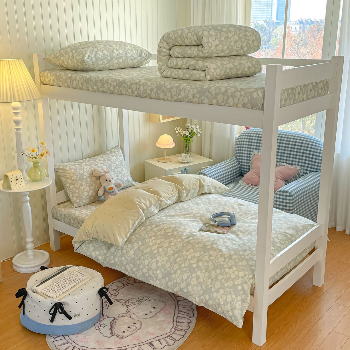 91家纺网 家纺一手货源 找家纺 寻米 2026新款春夏13070印花三件套单品系列-单床单 繁花-绿