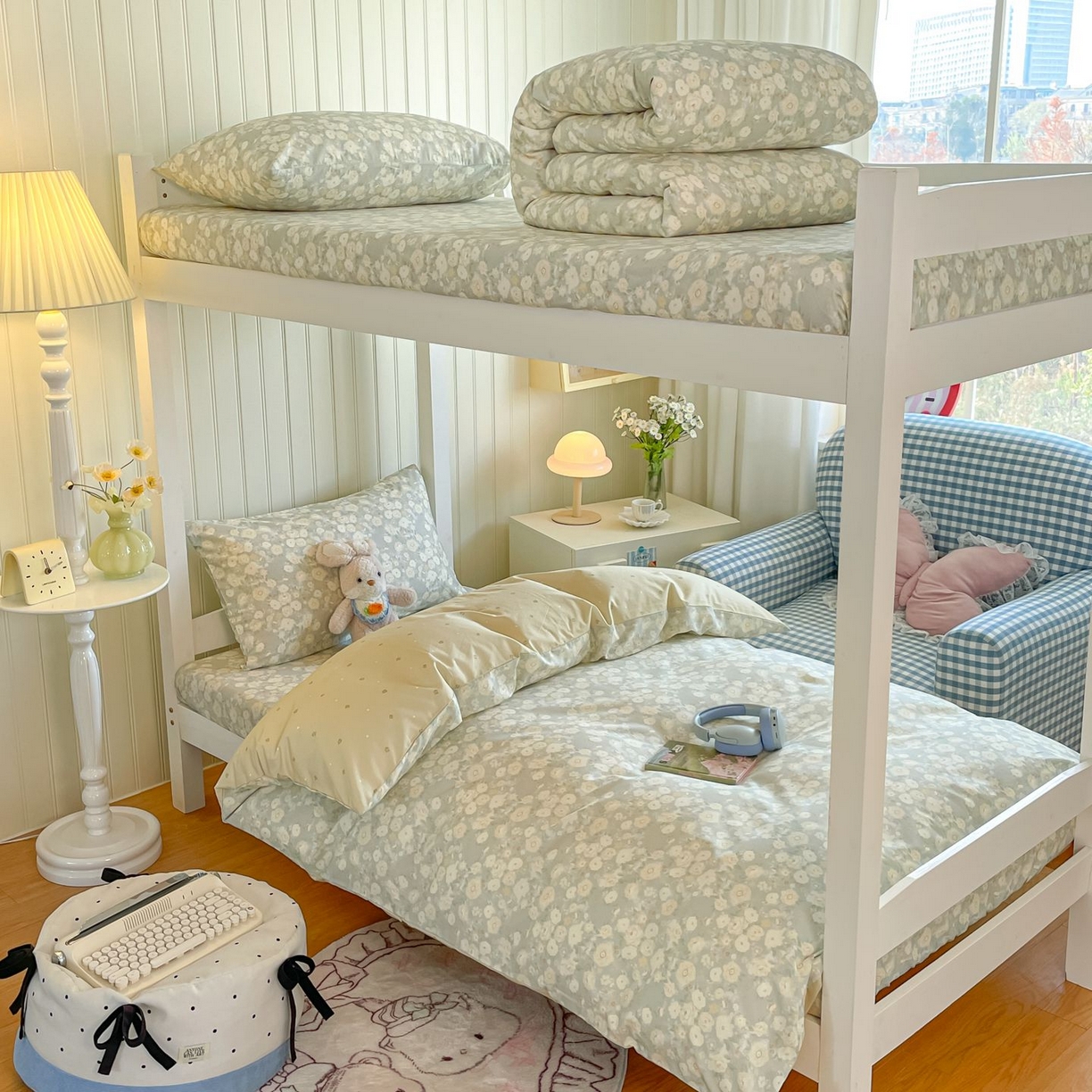 91家纺网 家纺一手货源 找家纺 寻米 2026新款春夏13070印花三件套单品系列-单床单 繁花-绿