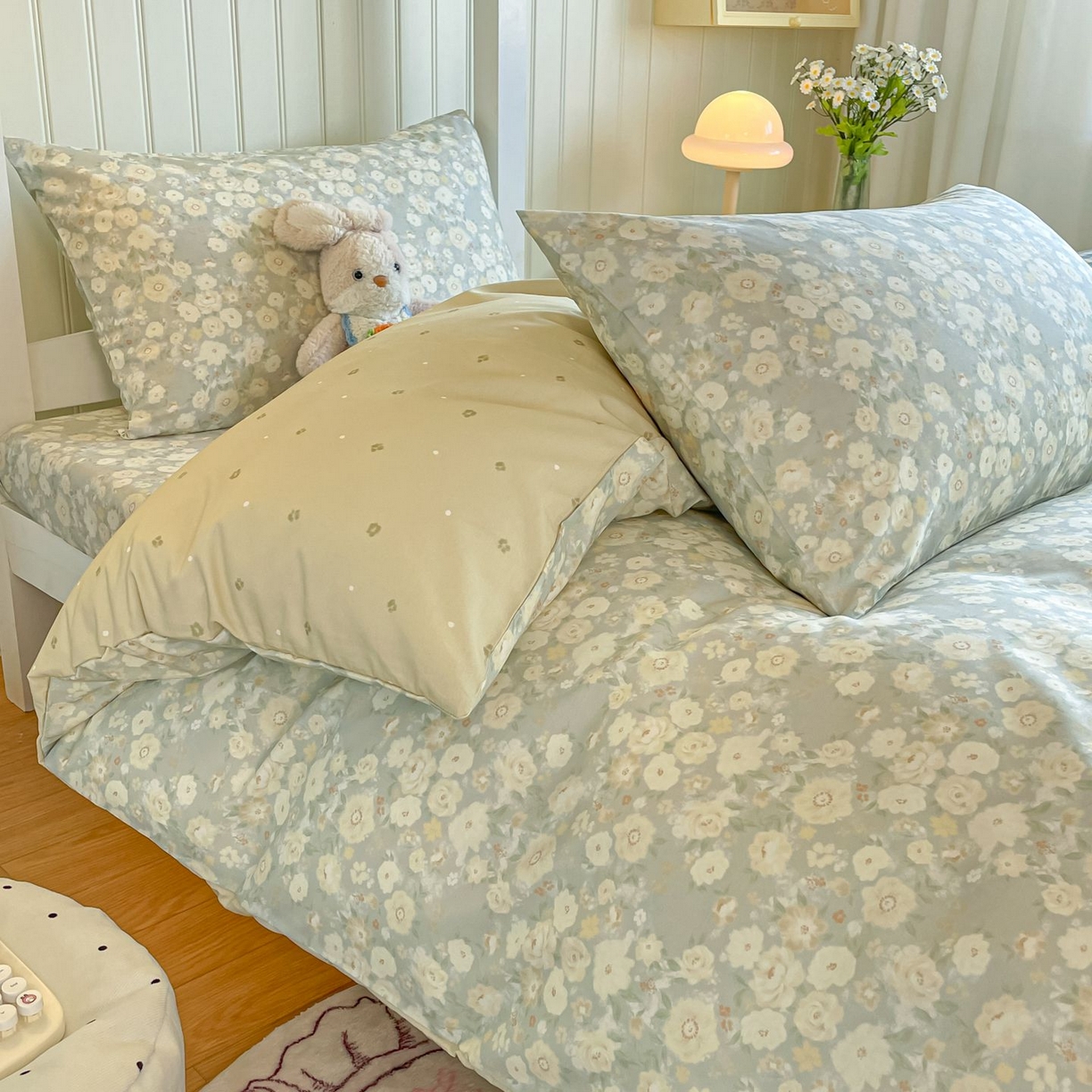 91家纺网 家纺一手货源 找家纺 寻米 2026新款春夏13070印花三件套单品系列-单床单 繁花-绿