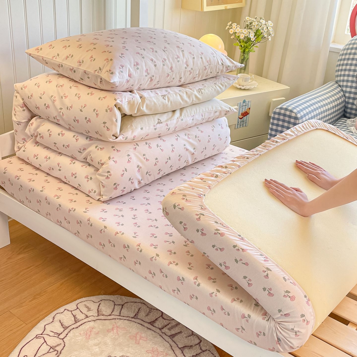 91家纺网 家纺一手货源 找家纺 寻米 2026新款春夏13070印花三件套单品系列-单床单 花漾