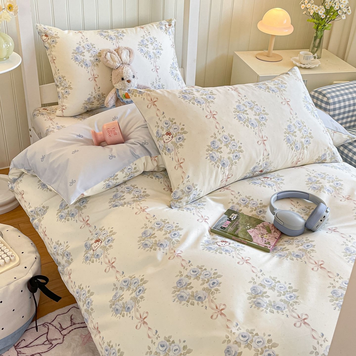 91家纺网 家纺一手货源 找家纺 寻米 2026新款春夏13070印花三件套单品系列-单床单 花园凯蒂