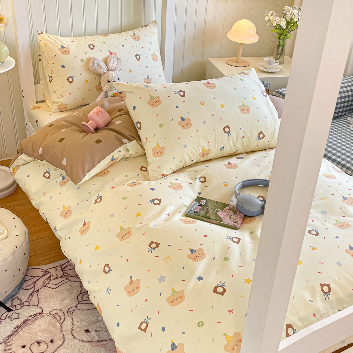 91家纺网 家纺一手货源 找家纺 寻米 2026新款春夏13070印花三件套单品系列-单床单 黄油小熊