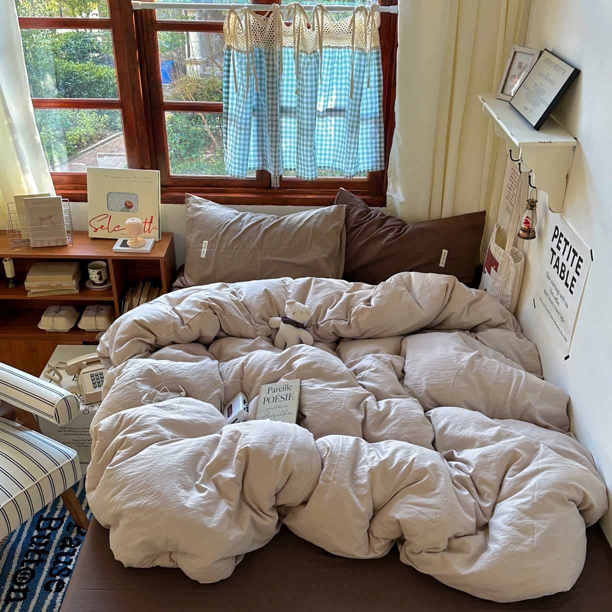 91家纺网 家纺一手货源 找家纺 （总）阿曼达 2026新款水洗全工艺印染纯色混搭风莫兰迪色系四件套