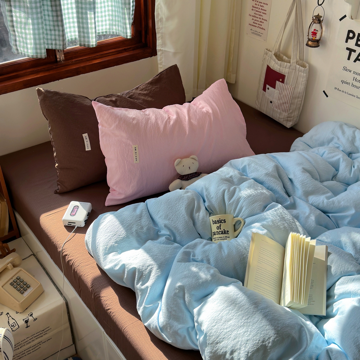 91家纺网 家纺一手货源 找家纺 阿曼达 2026新款水洗全工艺印染纯色混搭风莫兰迪色系四件套 混搭风-天蓝