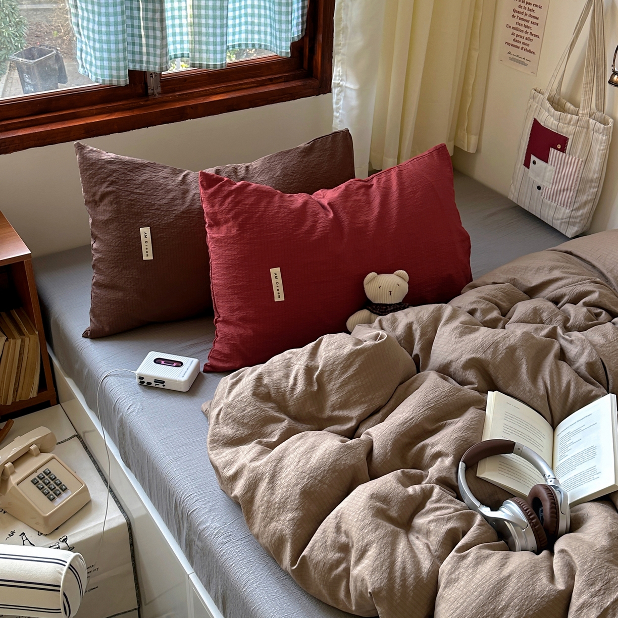 91家纺网 家纺一手货源 找家纺 阿曼达 2026新款水洗全工艺印染纯色混搭风莫兰迪色系四件套 混搭风-驼色