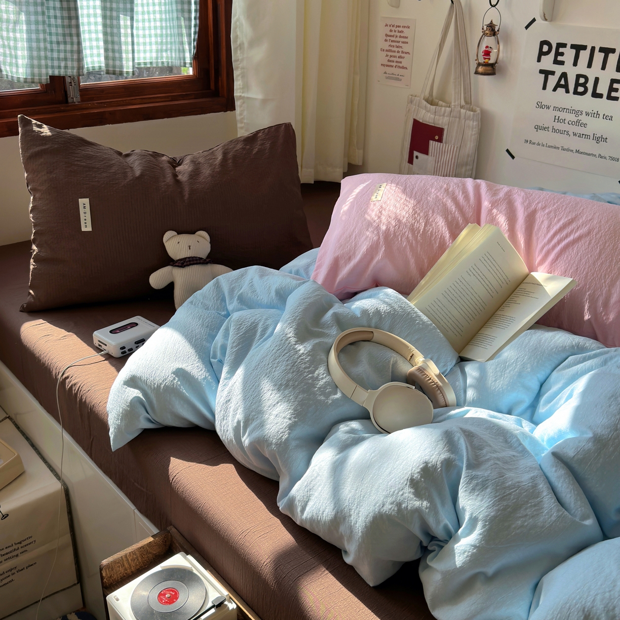 91家纺网 家纺一手货源 找家纺 阿曼达 2026新款水洗全工艺印染纯色混搭风莫兰迪色系四件套 混搭风-天蓝