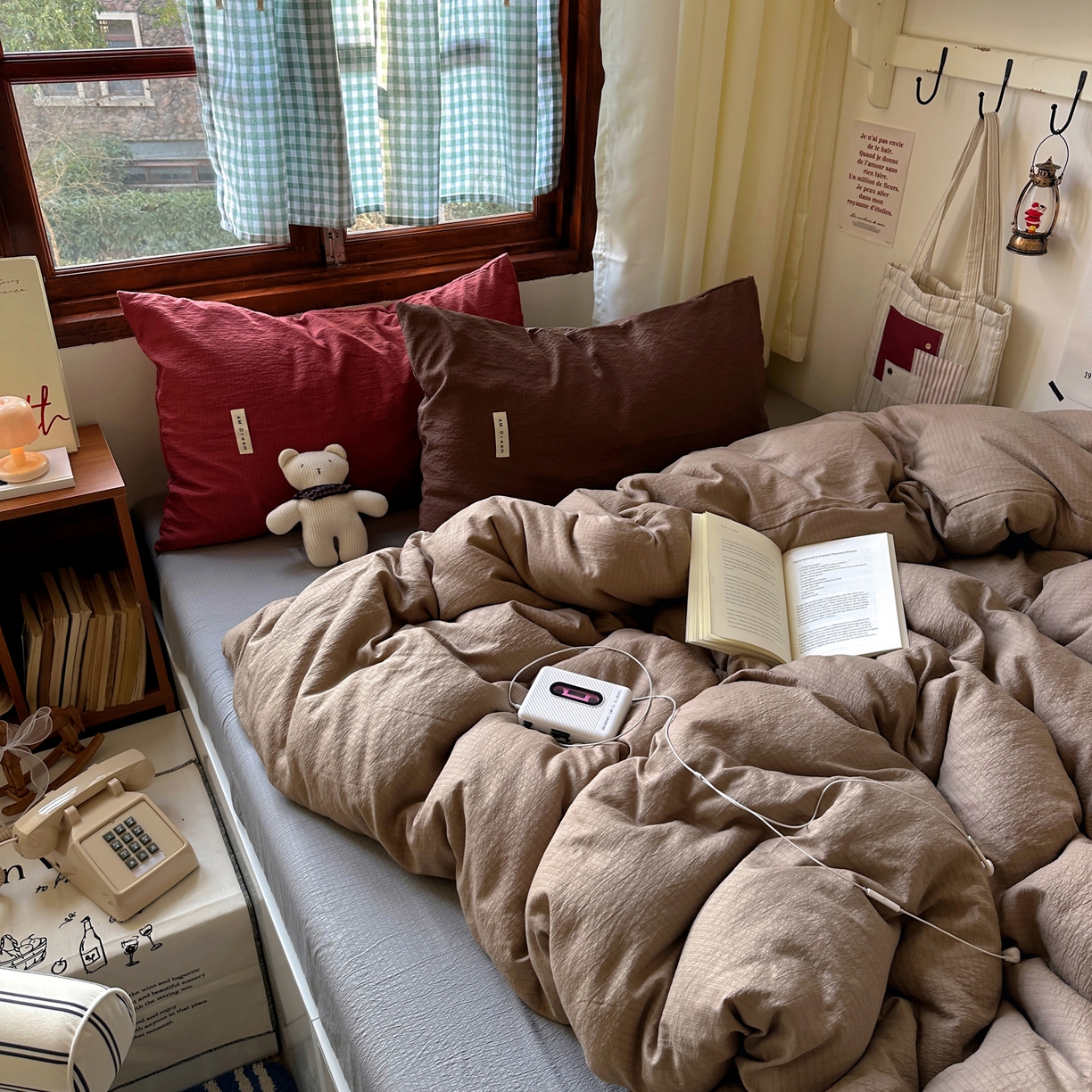 91家纺网 家纺一手货源 找家纺 阿曼达 2026新款水洗全工艺印染纯色混搭风莫兰迪色系四件套 混搭风-驼色