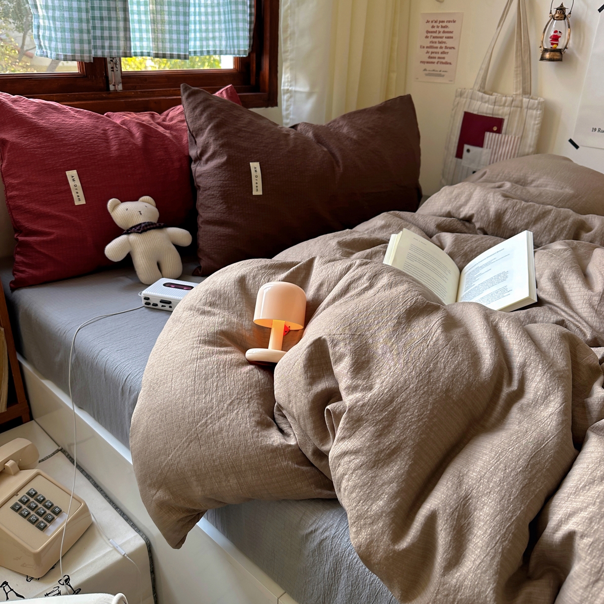 91家纺网 家纺一手货源 找家纺 阿曼达 2026新款水洗全工艺印染纯色混搭风莫兰迪色系四件套 混搭风-驼色