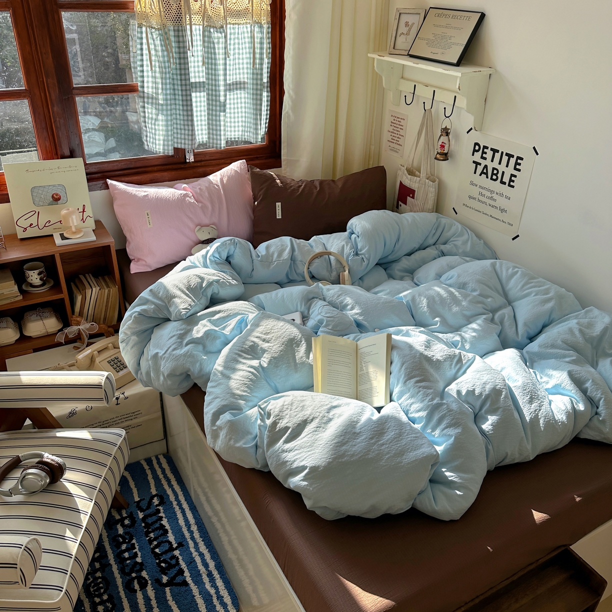 91家纺网 家纺一手货源 找家纺 阿曼达 2026新款水洗全工艺印染纯色混搭风莫兰迪色系四件套 混搭风-天蓝