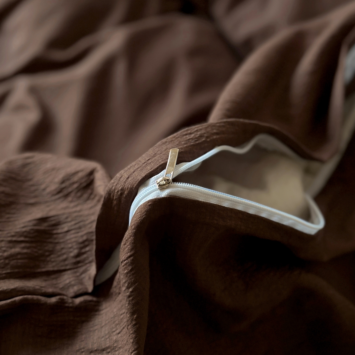 91家纺网 家纺一手货源 找家纺 阿曼达 2026新款水洗全工艺印染纯色混搭风莫兰迪色系四件套 混搭风-咖色