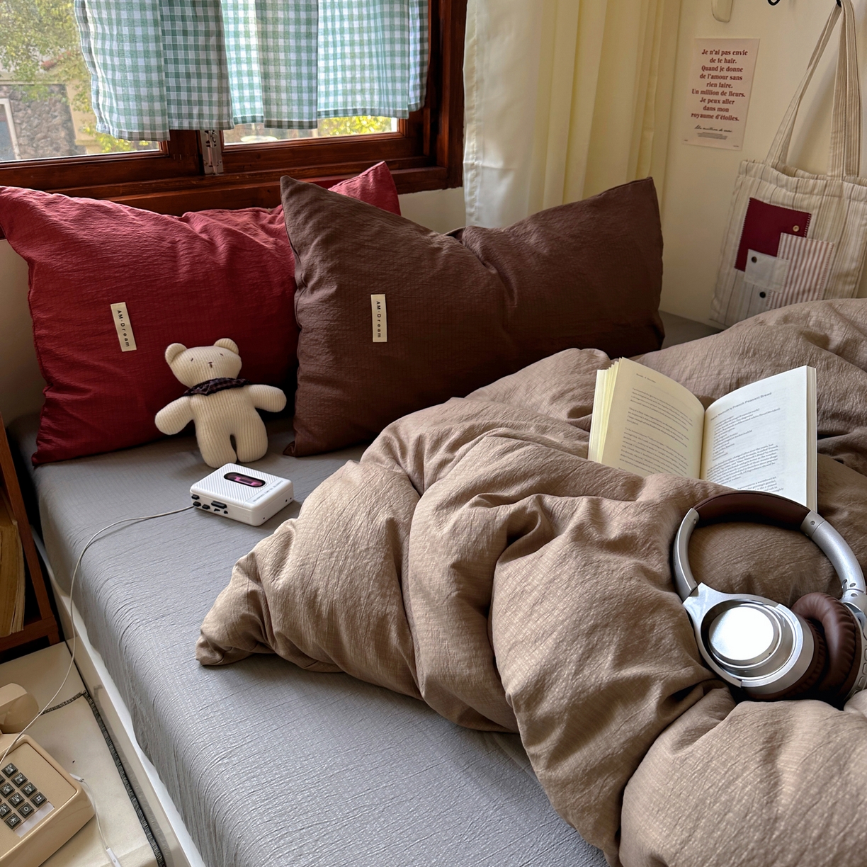 91家纺网 家纺一手货源 找家纺 阿曼达 2026新款水洗全工艺印染纯色混搭风莫兰迪色系四件套 混搭风-驼色