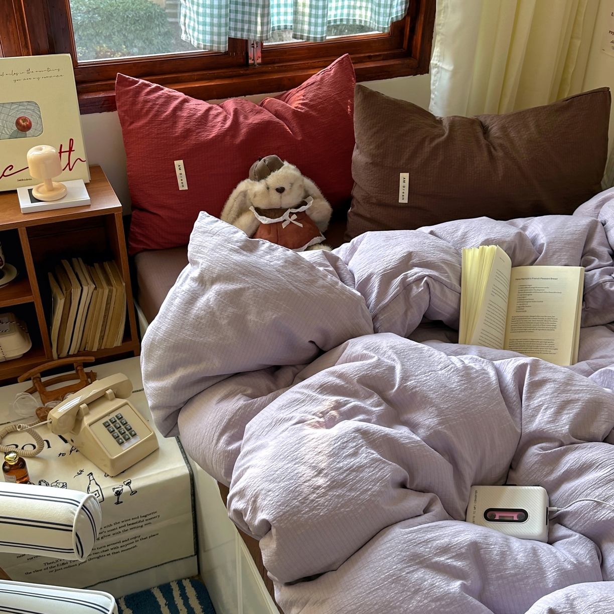 91家纺网 家纺一手货源 找家纺 阿曼达 2026新款水洗全工艺印染纯色混搭风莫兰迪色系四件套 混搭风-香芋