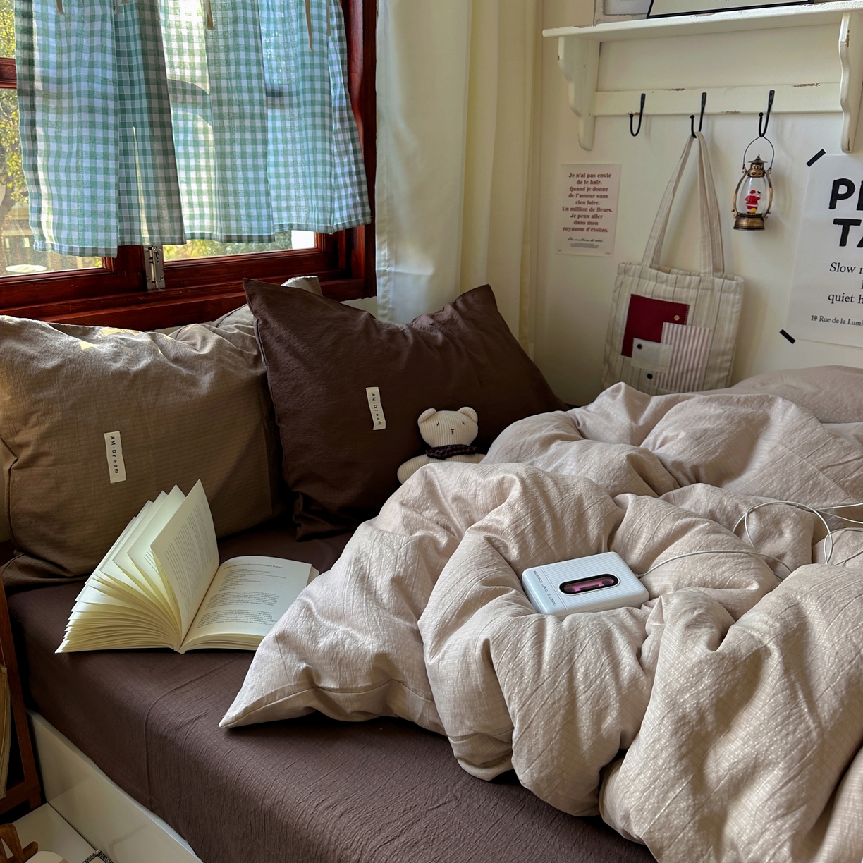 91家纺网 家纺一手货源 找家纺 阿曼达 2026新款水洗全工艺印染纯色混搭风莫兰迪色系四件套 混搭风-杏色