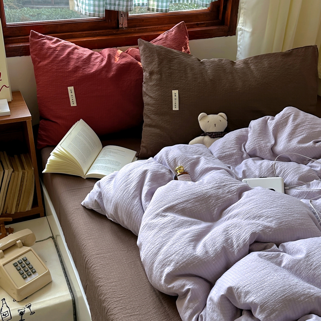 91家纺网 家纺一手货源 找家纺 阿曼达 2026新款水洗全工艺印染纯色混搭风莫兰迪色系四件套 混搭风-香芋