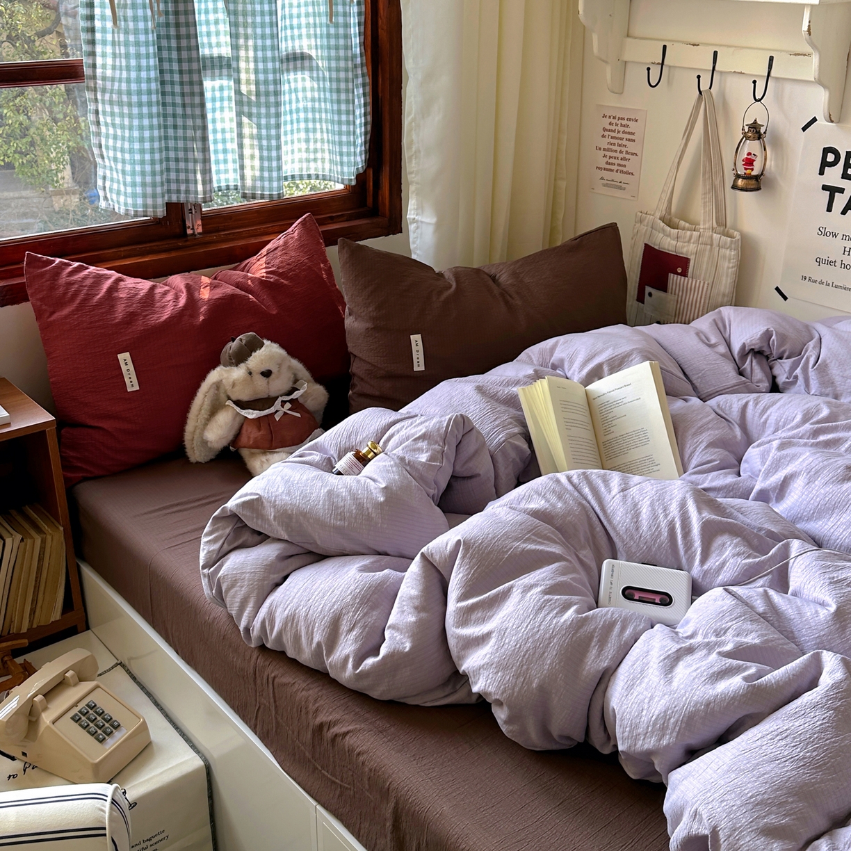 91家纺网 家纺一手货源 找家纺 阿曼达 2026新款水洗全工艺印染纯色混搭风莫兰迪色系四件套 混搭风-香芋