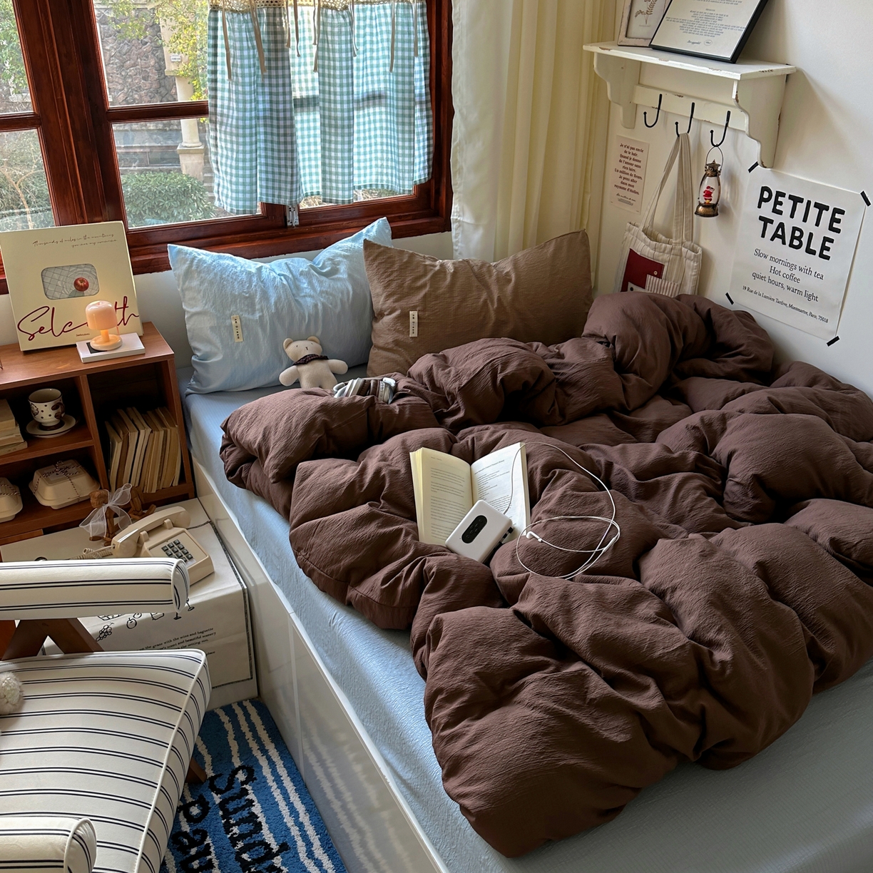 91家纺网 家纺一手货源 找家纺 阿曼达 2026新款水洗全工艺印染纯色混搭风莫兰迪色系四件套 混搭风-咖色