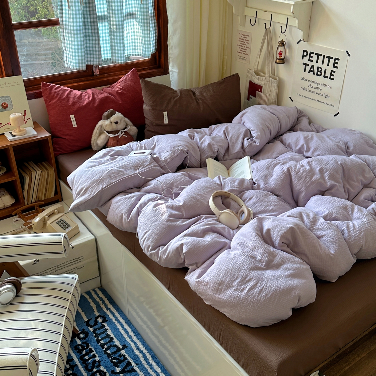 91家纺网 家纺一手货源 找家纺 阿曼达 2026新款水洗全工艺印染纯色混搭风莫兰迪色系四件套 混搭风-香芋