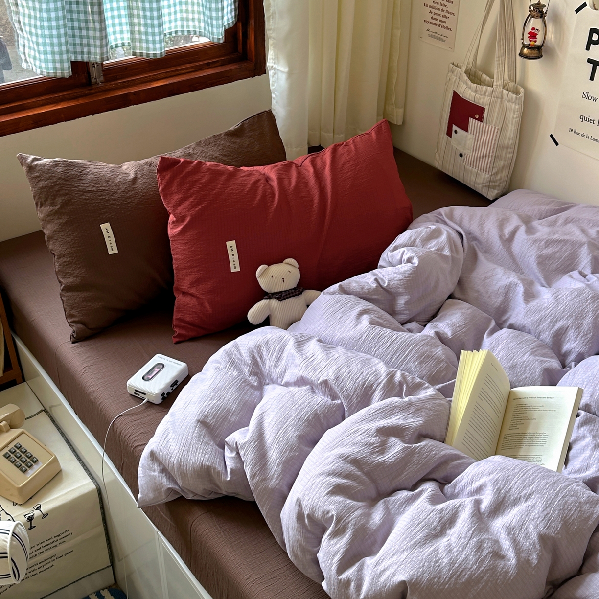 91家纺网 家纺一手货源 找家纺 阿曼达 2026新款水洗全工艺印染纯色混搭风莫兰迪色系四件套 混搭风-香芋